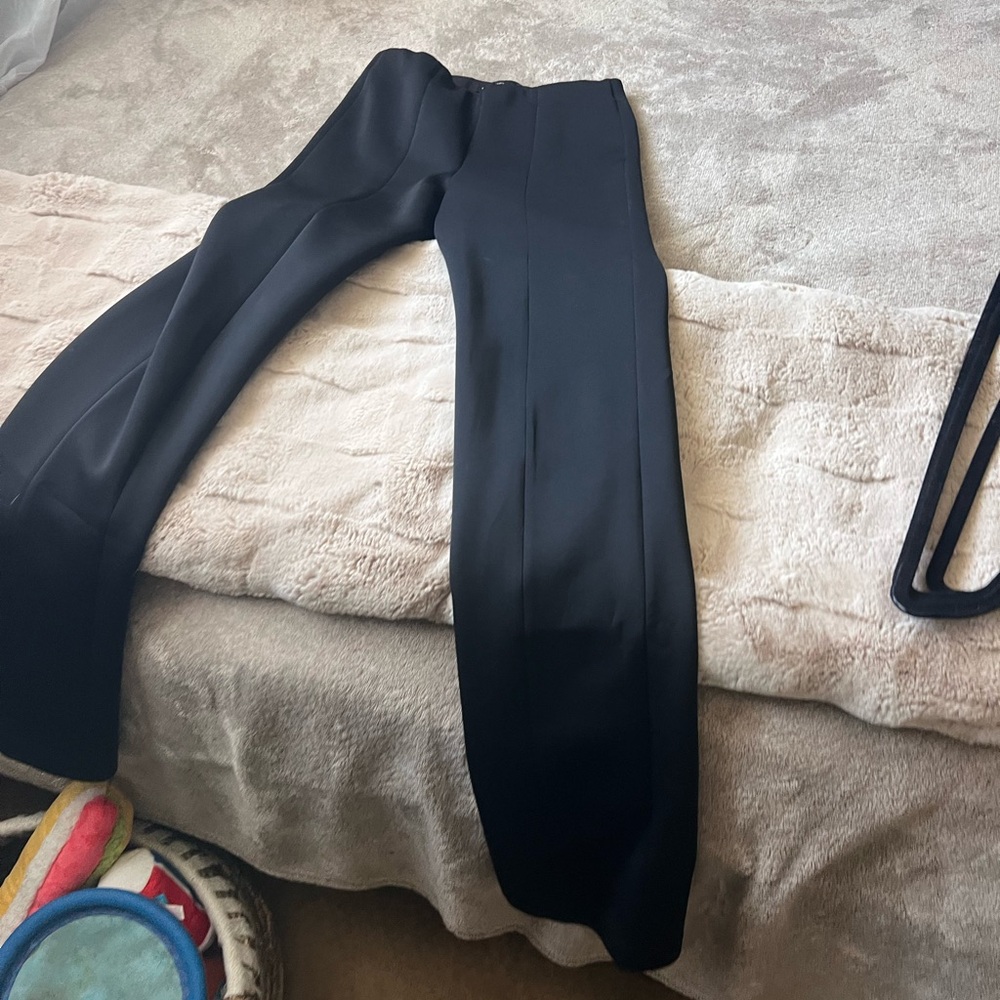 Good American Scuba pull on straight trousers with ankle zipper